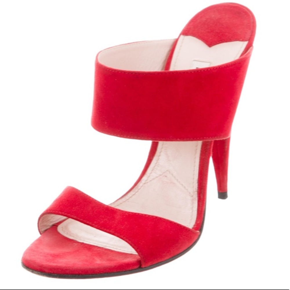 Miu Miu Red Suede Sandals, 38/8